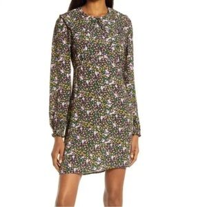 Nwot Charles Henry Size XS Black Multicolor Floral Long Sleeve Dress